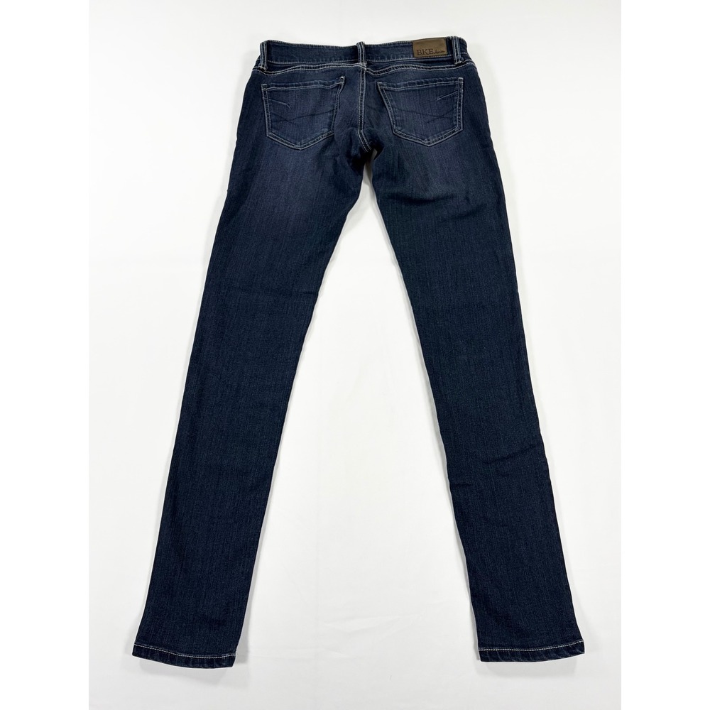 BKE Stella Low Rise Skinny Jeans 24L Stretch Cyber Y2K McBling Dark Wash Tall - Picture 2 of 11